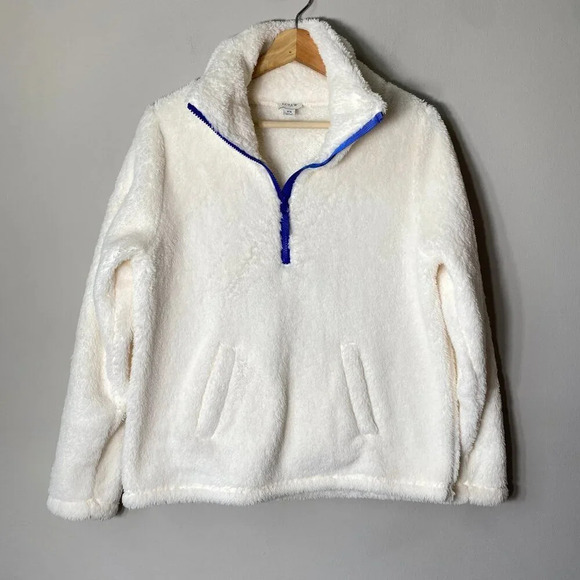 NWOT J. Crew Factory Womens XS Long Sleeve Half-Zip Sherpa Pullover Jacket White - Picture 5 of 16